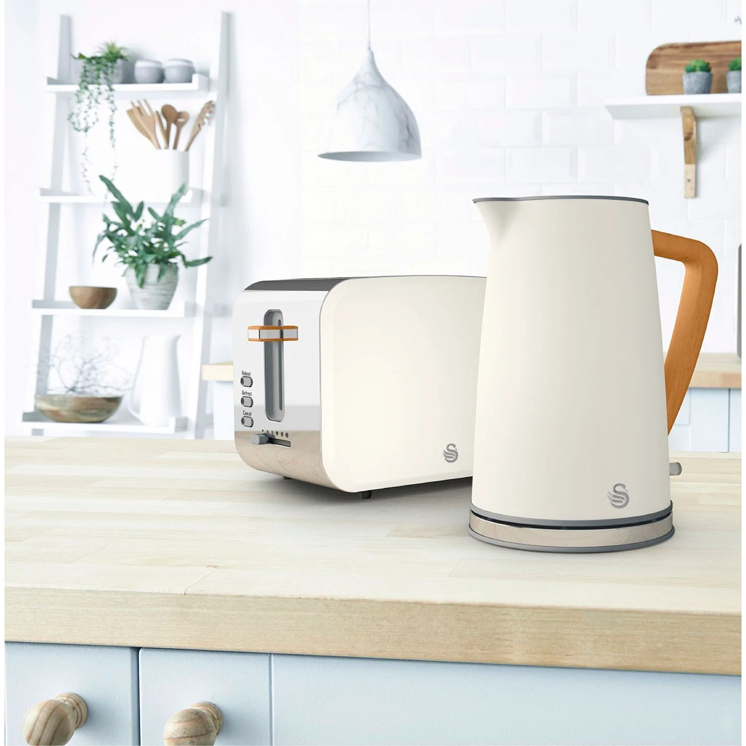 Swan Nordic Set Desayuno, Hervidor Agua 1,7 L, Tostadora Ranura Ancha 2 Rebanadas, Diseño, Stp2090whtneu, Blanco 2200w - Image 2