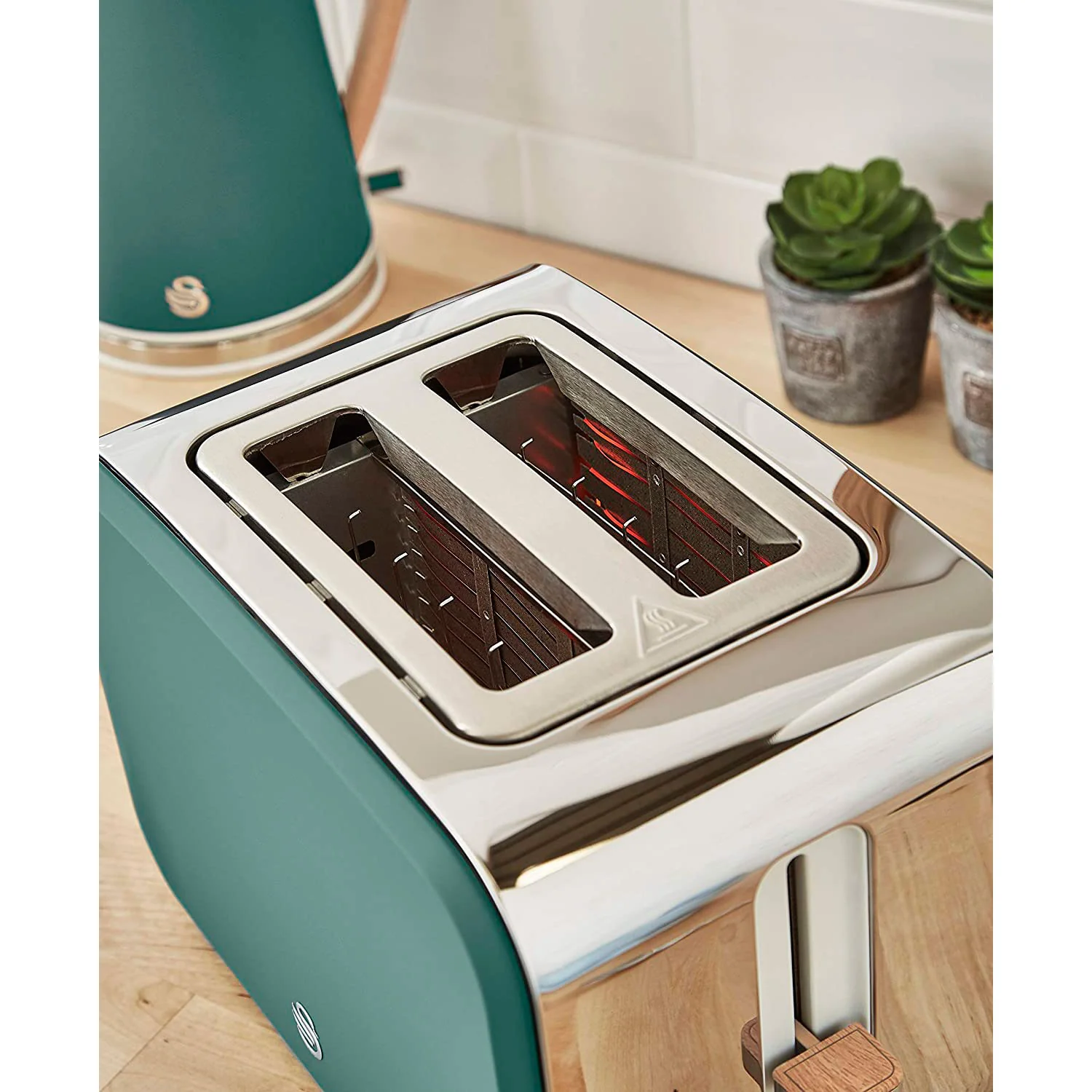 Swan Nordic Set Desayuno, Hervidor Agua 1,7l, Tostadora 2 Rebanadas, Microondas 20l Digital, Strp1060greneu, Verde - Image 4