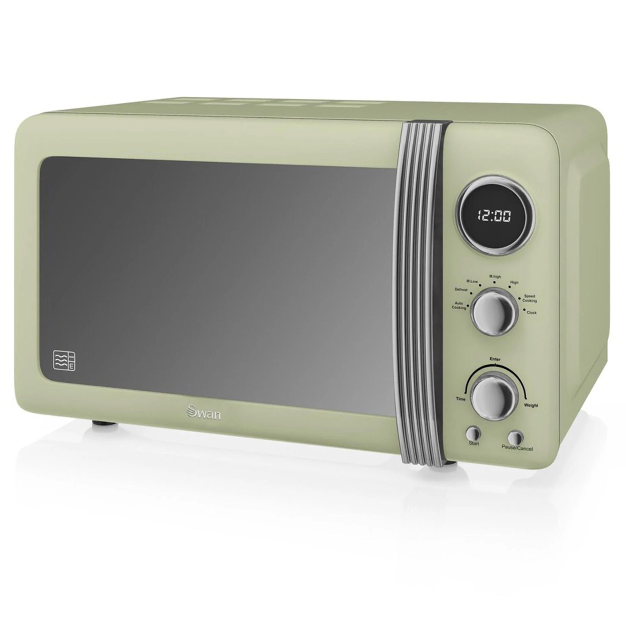 Swan Retro Microondas Digital 20l, 5 Niveles De Potencia, Función Descongelación Temporizador 60 Min, Sm22030gneu, Verde