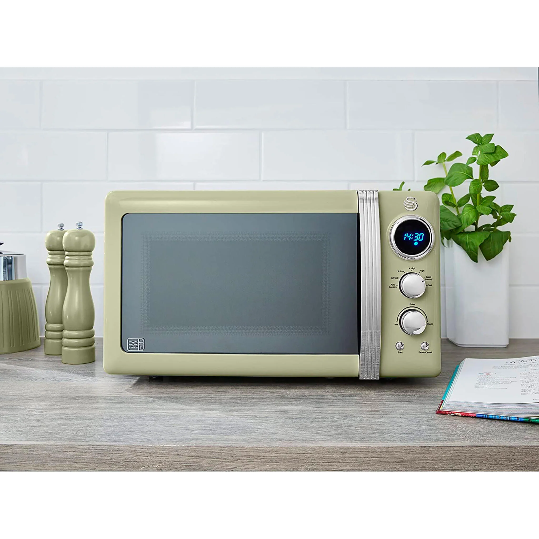 Swan Retro Microondas Digital 20l, 5 Niveles De Potencia, Función Descongelación Temporizador 60 Min, Sm22030gneu, Verde - Image 2