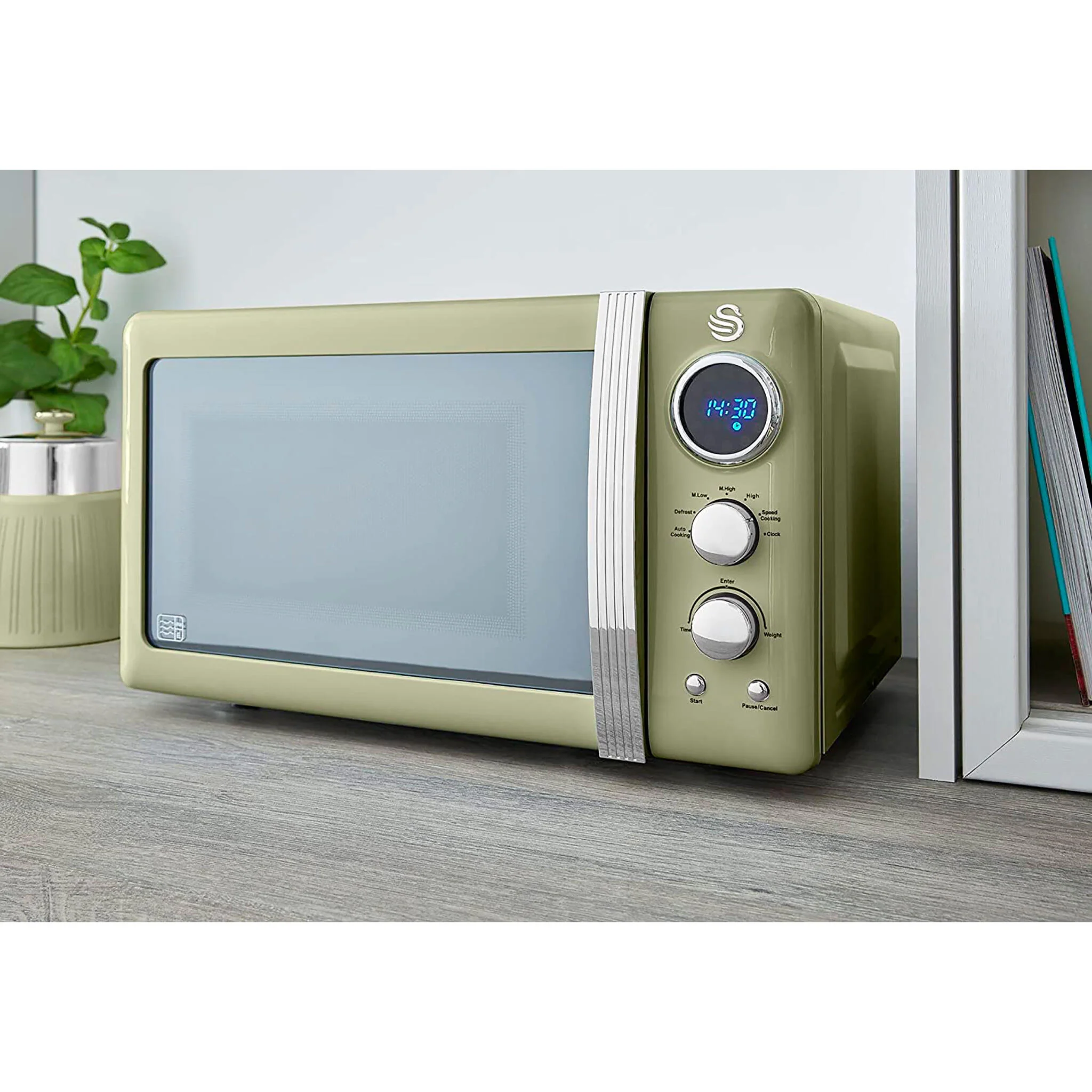 Swan Retro Microondas Digital 20l, 5 Niveles De Potencia, Función Descongelación Temporizador 60 Min, Sm22030gneu, Verde - Image 3