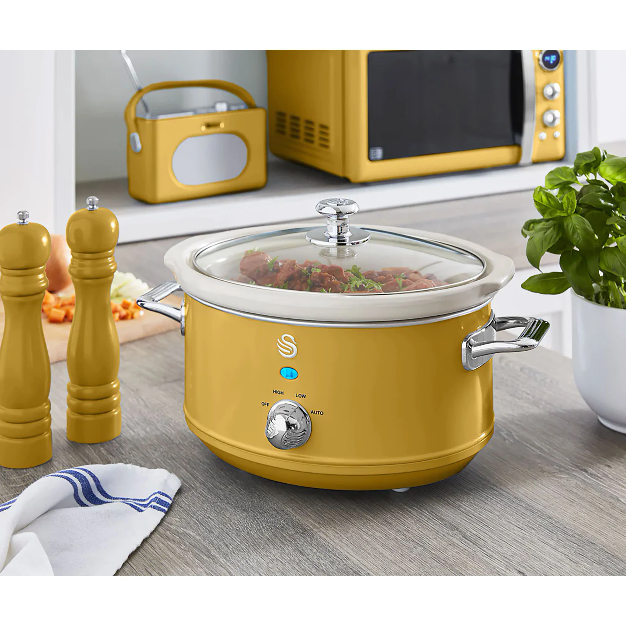 Swan Retro Olla Cocción Lenta, 3,5l, Recipiente Extraíble Antiadherente Cerámica Libre Pfoa, Sf17021yelneu, Amarillo - Image 2