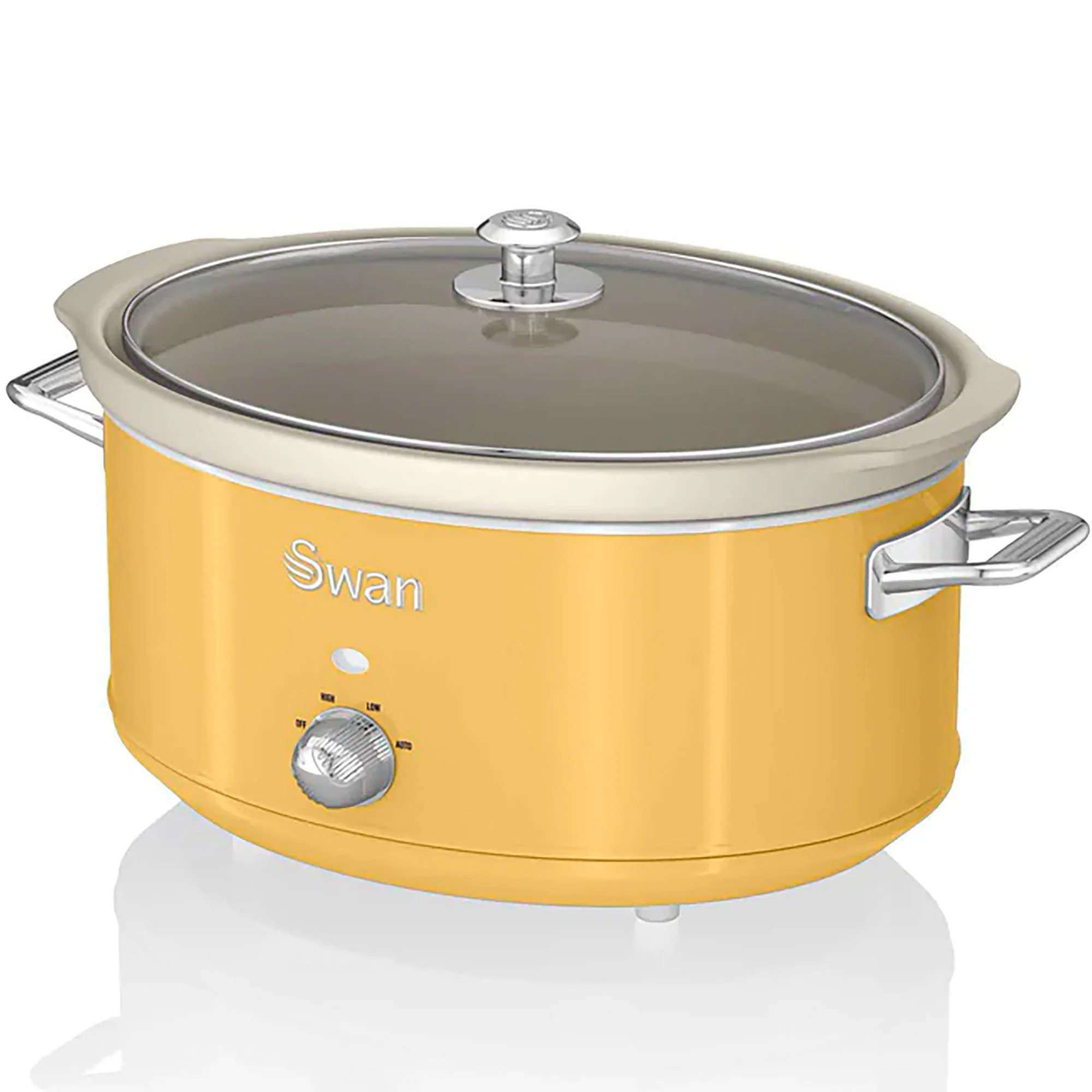 Swan Retro Olla Cocción Lenta, 6,5l, Recipiente Extraíble Antiadherente Cerámica Libre Pfoa, Sf17031yelneu, Amarillo