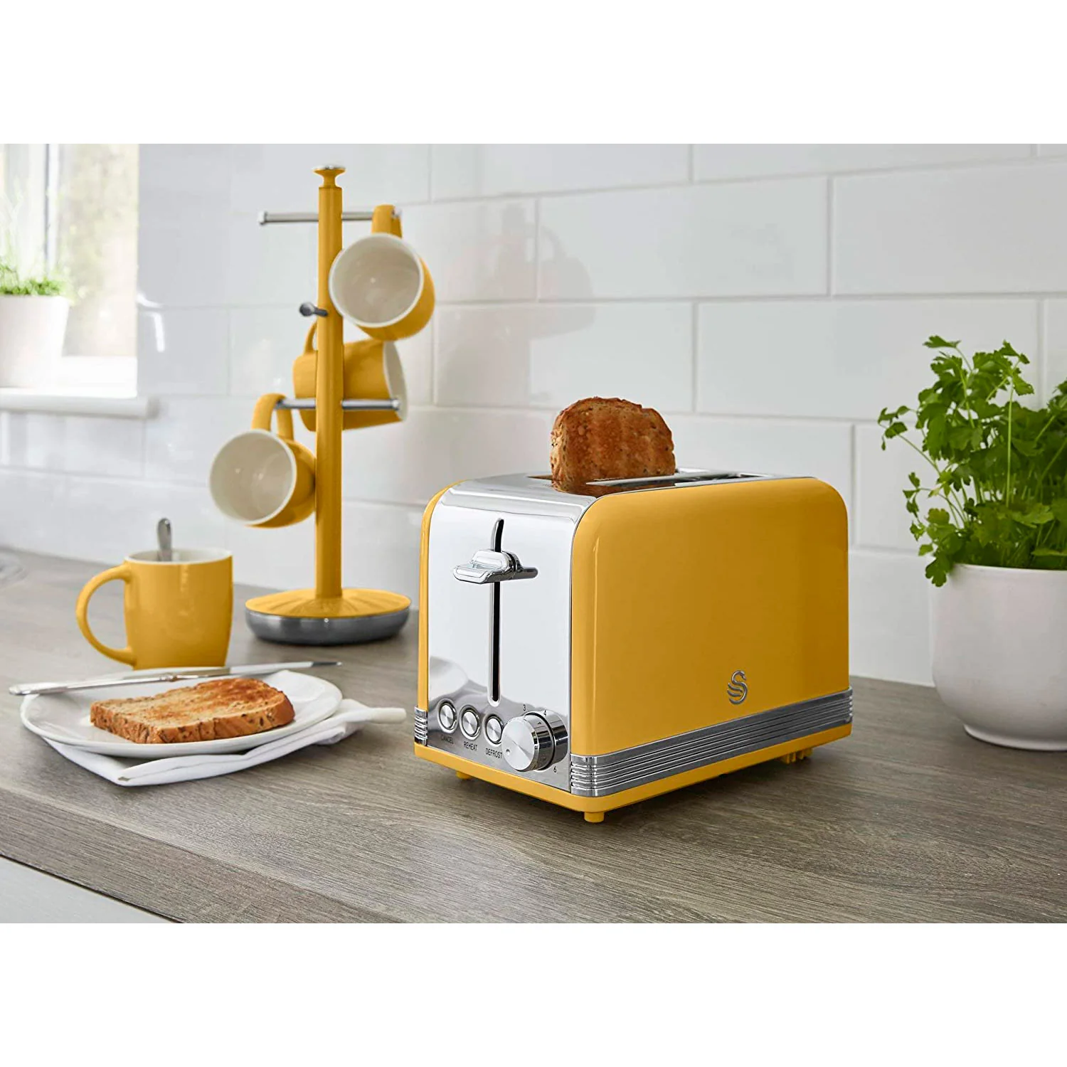 Swan Retro Set Desayuno Hervidor De Agua 1,8 L Inalámbrico, Tostadora 2 Rebanadas Anchas,vintage,stp7050yelneu,amarillo - Image 4