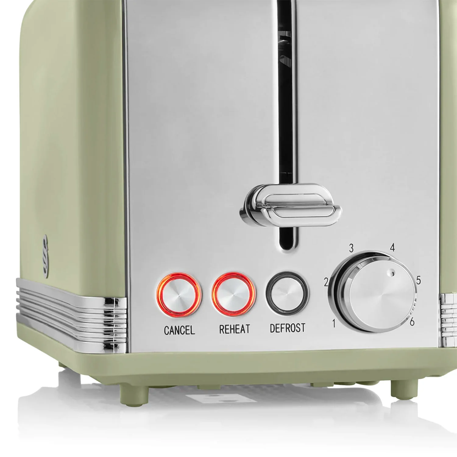 Swan Retro Tostadora Pan Ranura Ancha 2 Rebanadas, Regulador Nivel De Tostado, Descongelación, St19010gneu, Verde 800w - Image 4