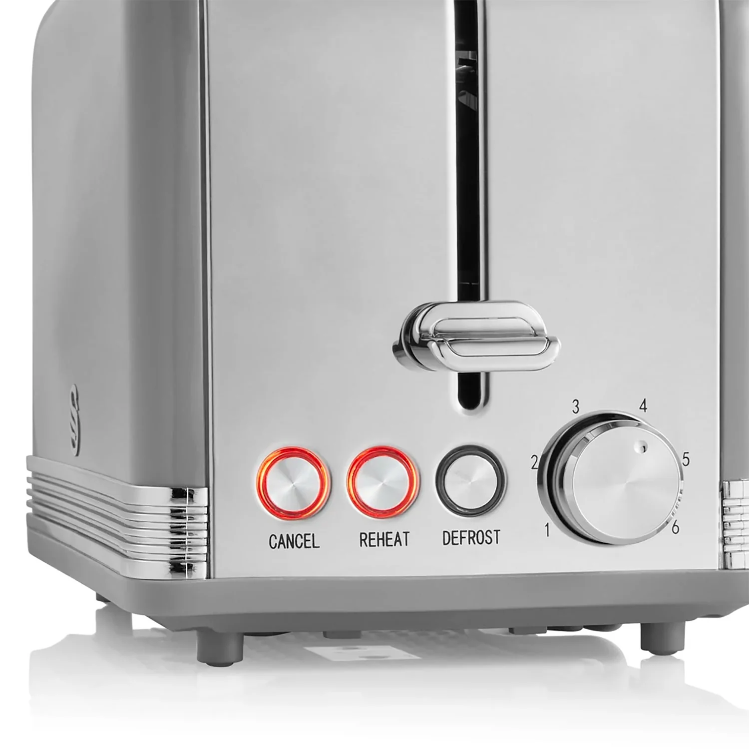 Swan Retro Tostadora Pan Ranura Ancha 2 Rebanadas, Regulador Nivel De Tostado, Descongelación, St19010grneu, Gris 800w - Image 4