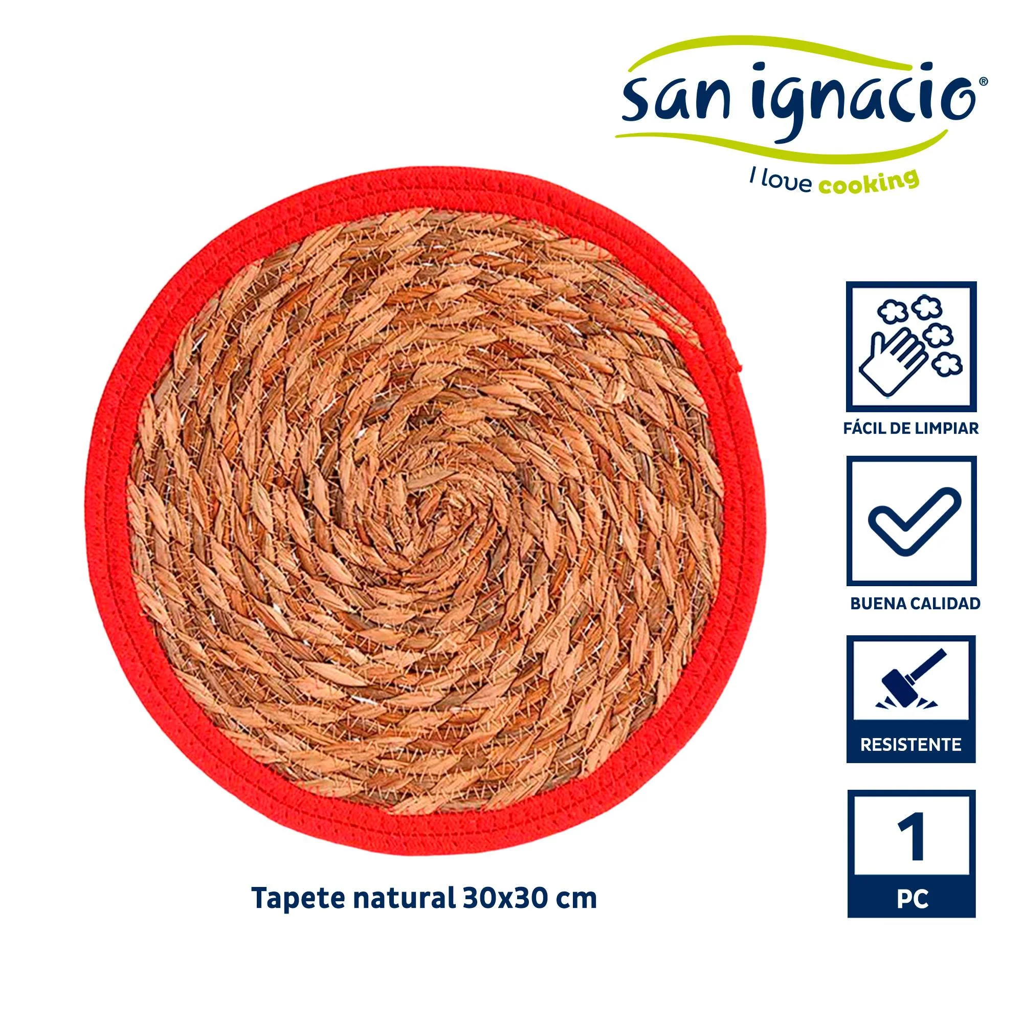 Tapete Natural Borde Rojo 30cm Colección Kinvara - Image 2