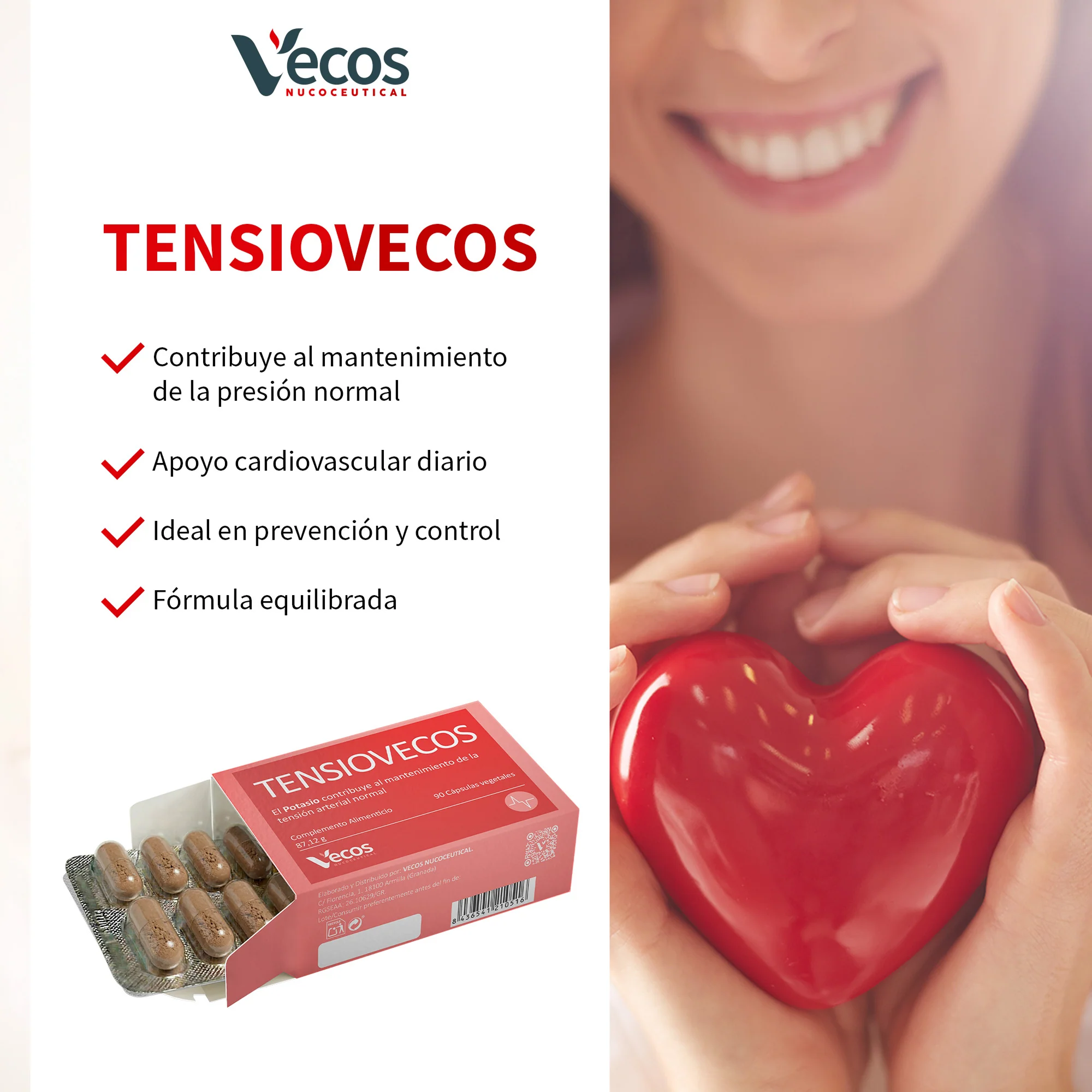 Tensiovecos Vecos 90 Cápsulas | Corazon Saludable Y Antioxidantes | Potasio + Olivo + Ajo - Image 4