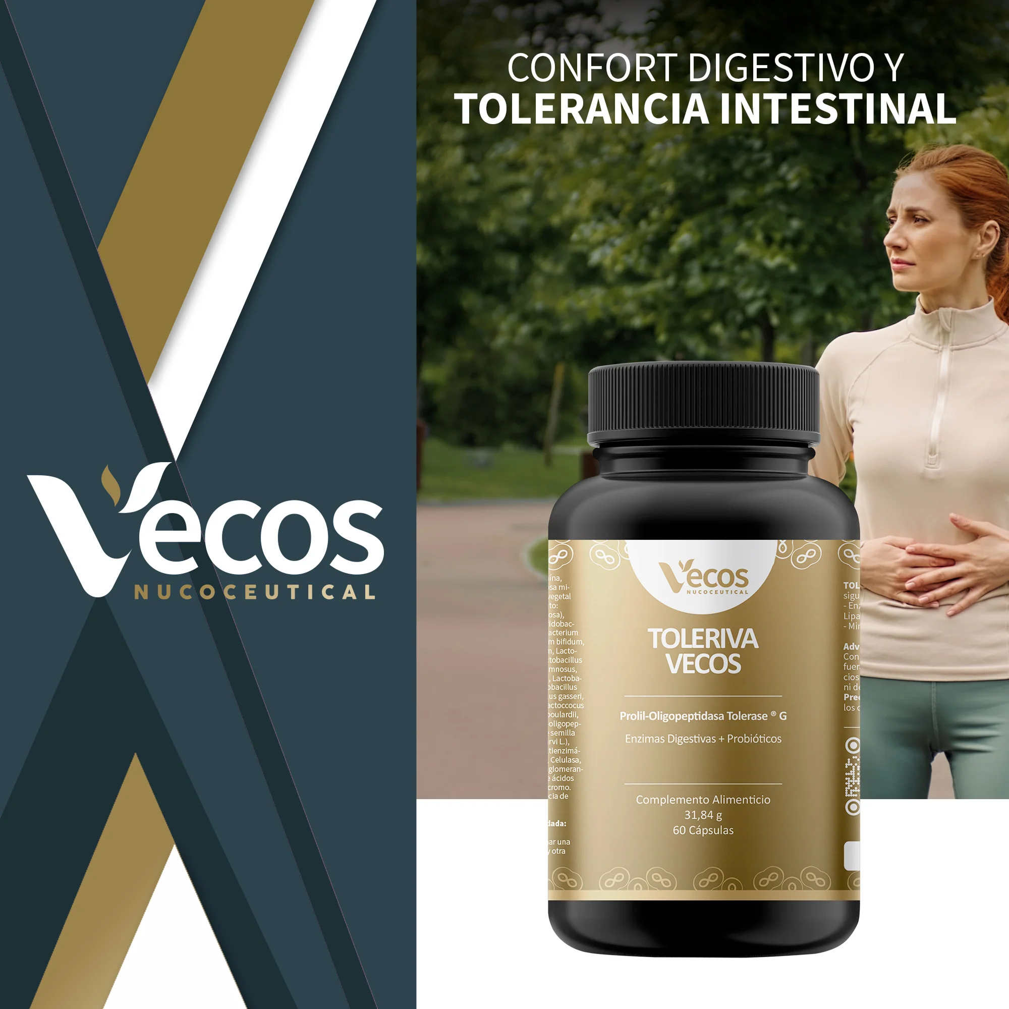 Toleriva Vecos 60 Cápsulas | Digestión Y Enzimas Digestivas | Probióticos, Lactasa Y Bromelaína - Image 2