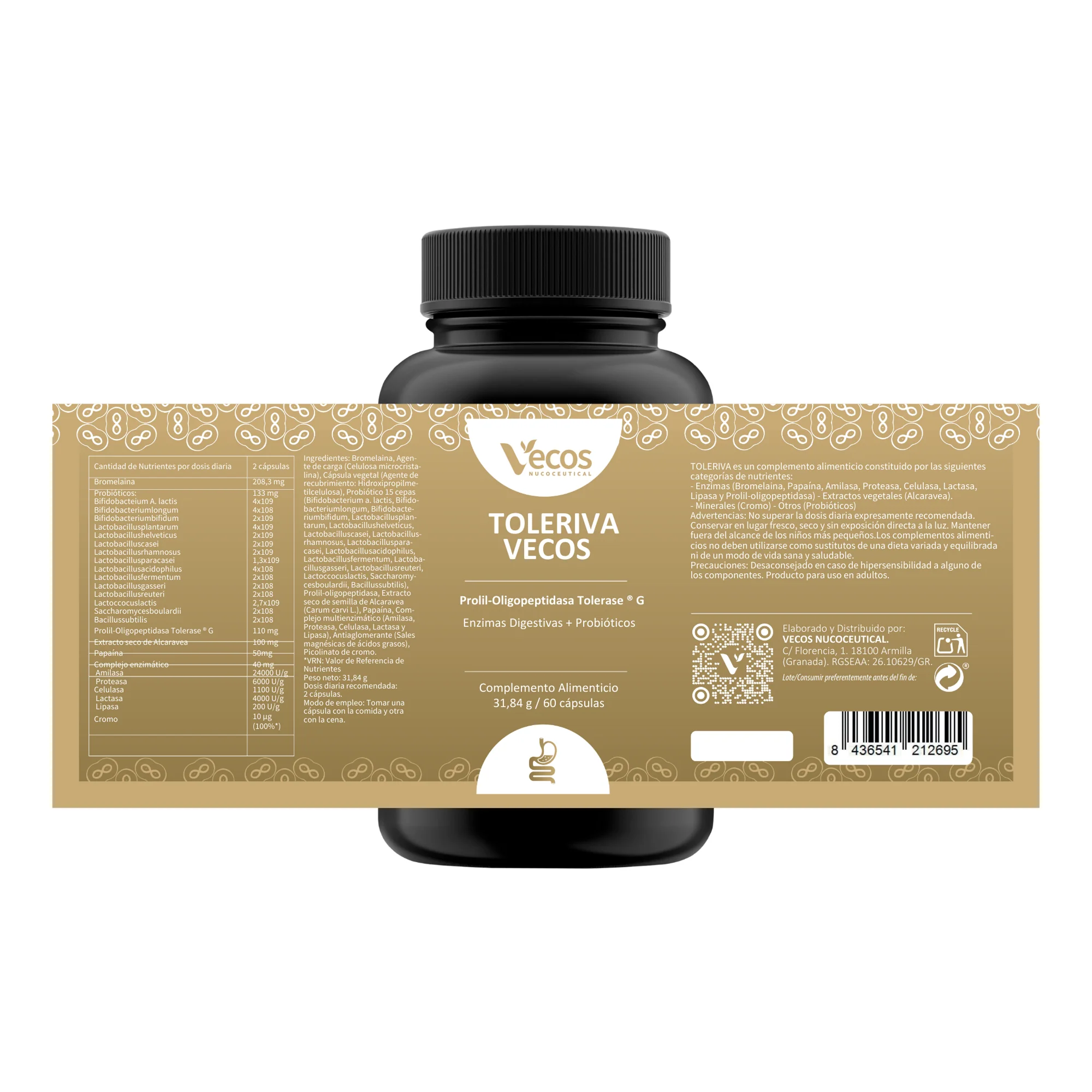 Toleriva Vecos 60 Cápsulas | Digestión Y Enzimas Digestivas | Probióticos, Lactasa Y Bromelaína - Image 5