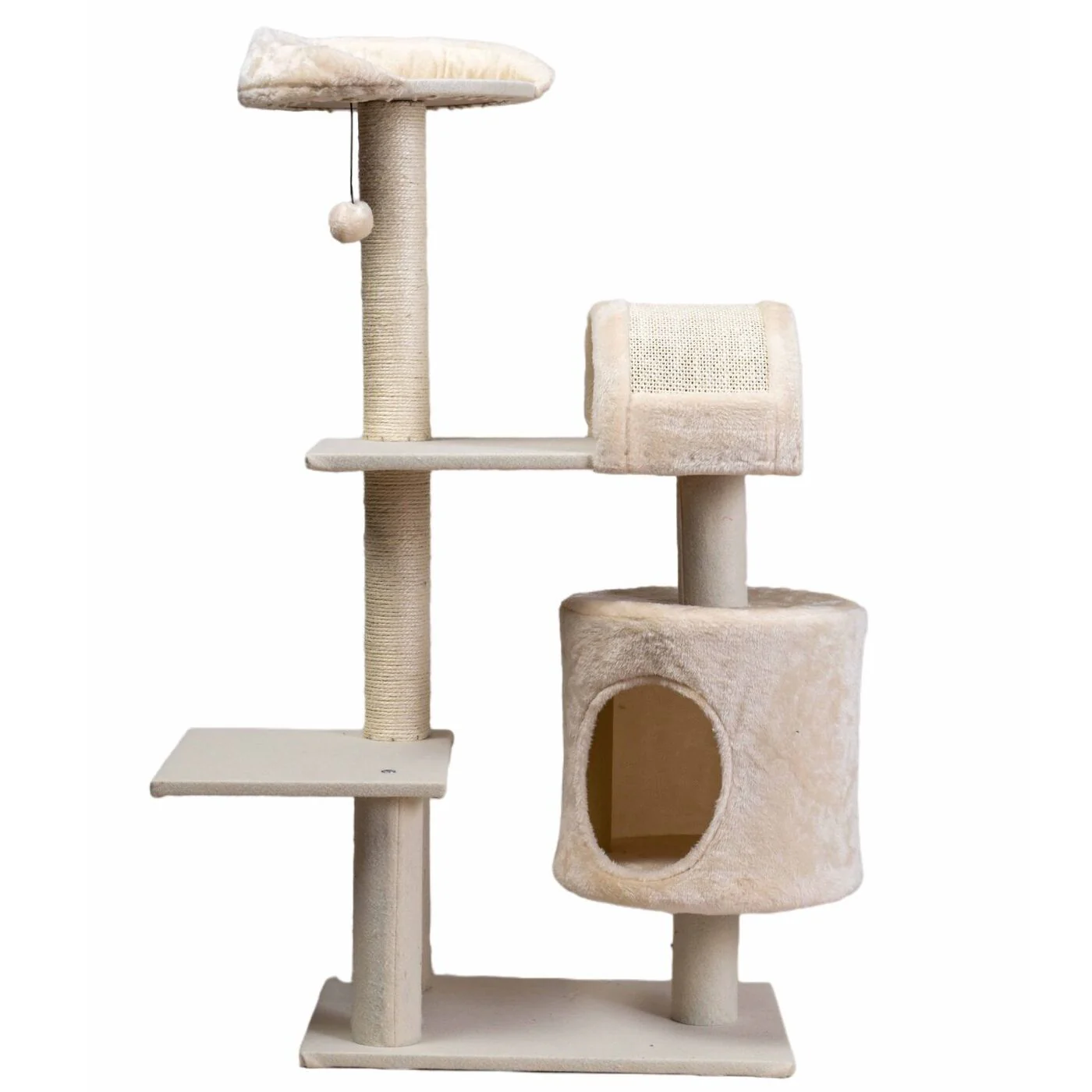 Torre Rascador Para Gato Wuapu Modelo Five Con Múltiples Elementos. Altura 103cmx49x35cm En Beige
