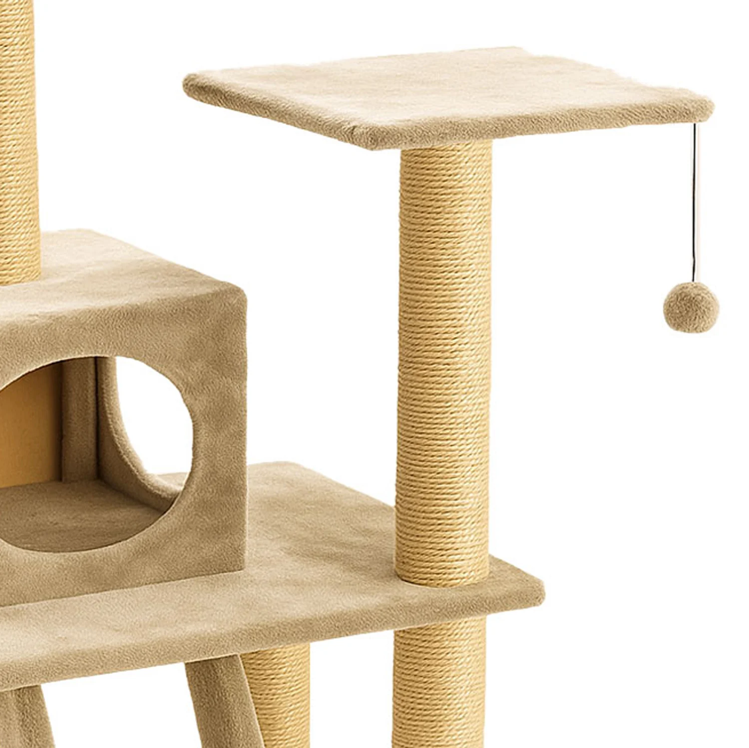 Torre Rascador Para Gatos En 4 Niveles Beige Con Escalera 49x41x113cm Wuapu Modelo Cadi - Image 3