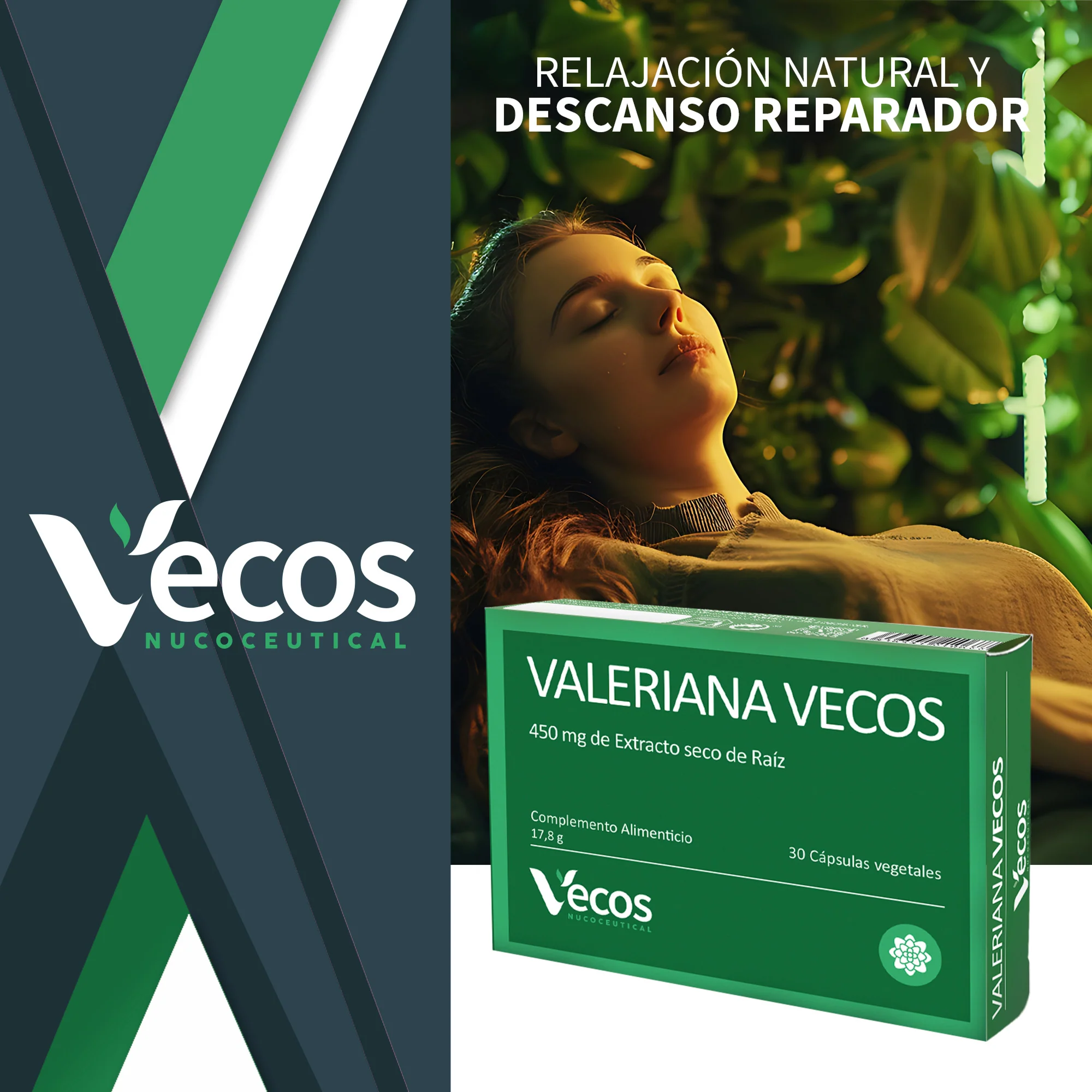 Valeriana 450mg Vecos 30 Cápsulas | Conciliar Un Sueño Reparador Y Pronto - Image 2