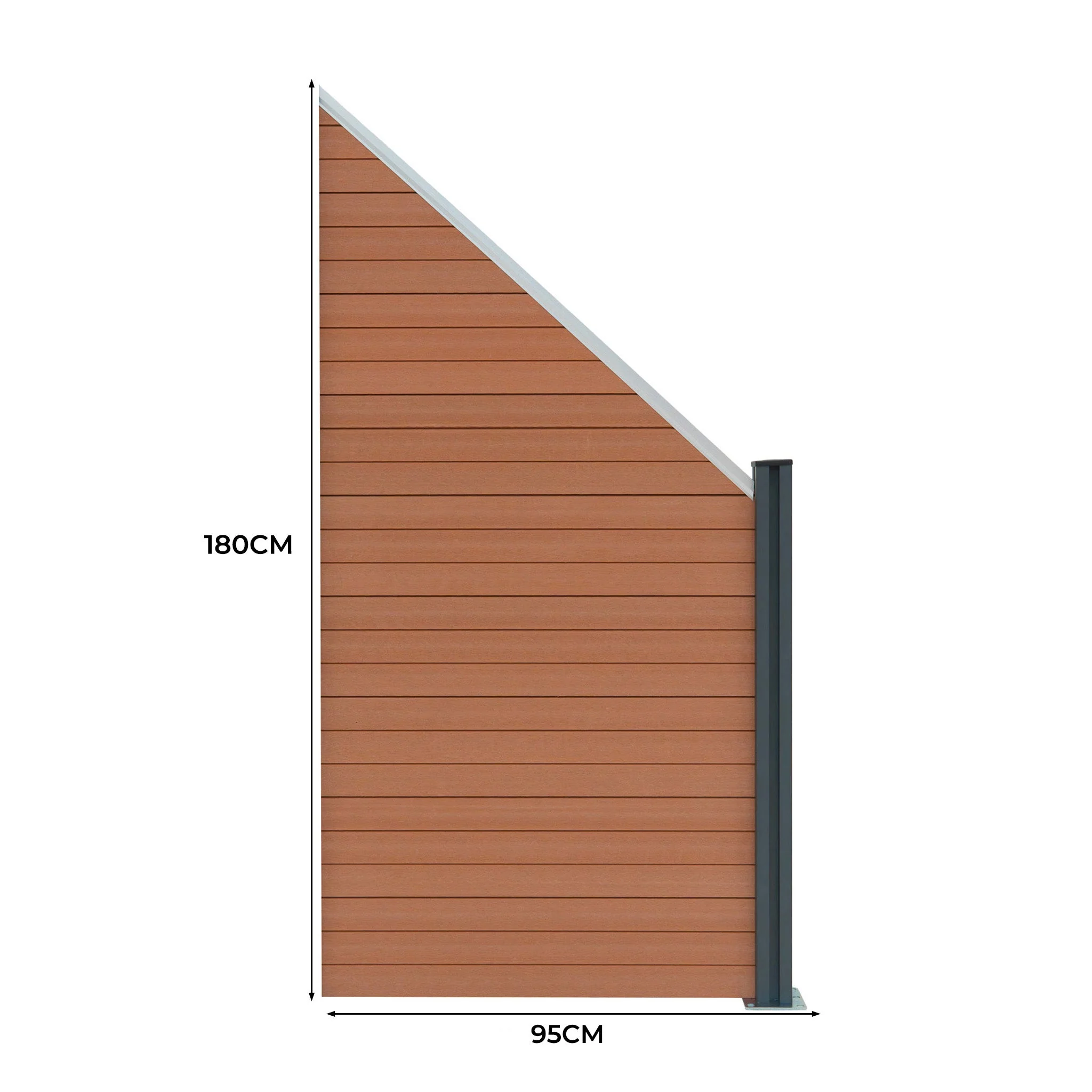 Vallas Para Exteriores De Wpc Y Aluminio - 1x Panel Oblicuo + 1x Poste | Marrón - Image 5