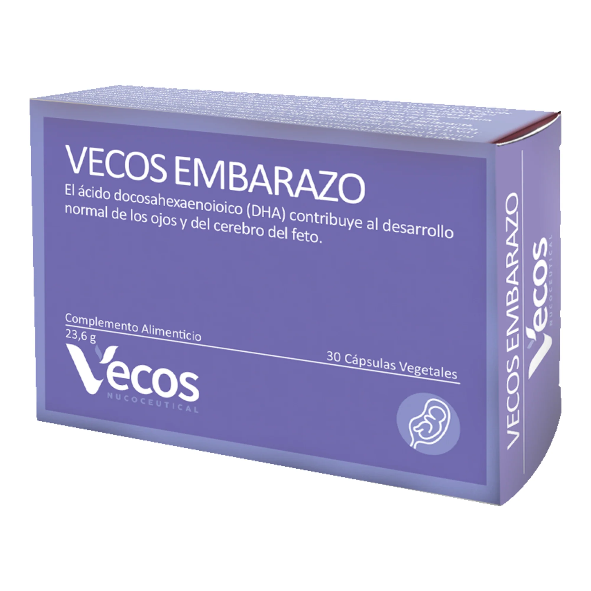 Vecos Embarazo Vecos 30 Cápsulas | Desarrollo Del Bebé | Dha + Folato + Yodo