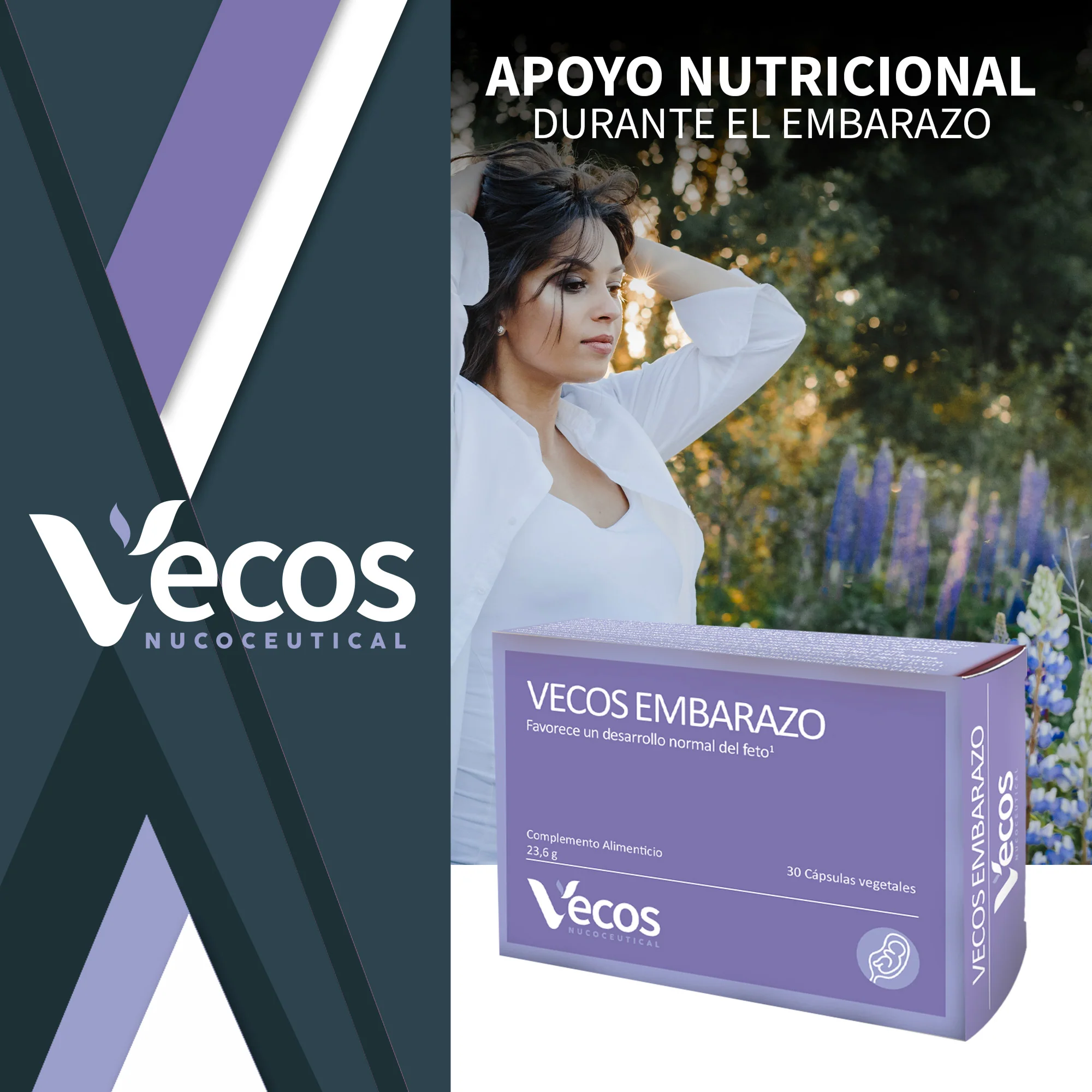 Vecos Embarazo Vecos 30 Cápsulas | Desarrollo Del Bebé | Dha + Folato + Yodo - Image 2