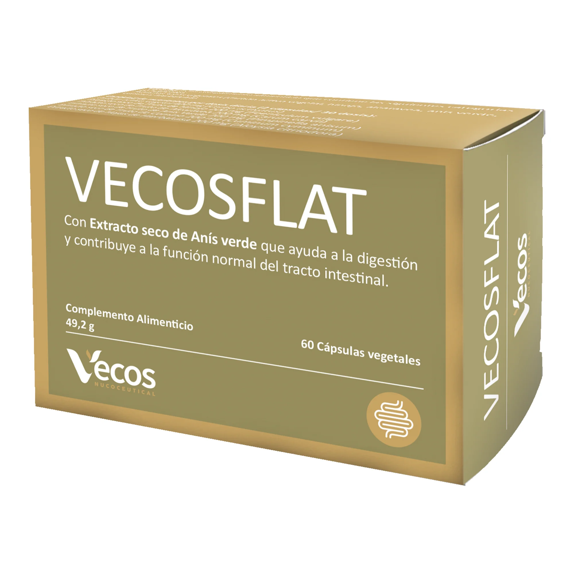 Vecosflat Vecos 60 Cápsulas | Digestión, Gases E Hinchazón | Carbón Activo Y Plantas Digestivas