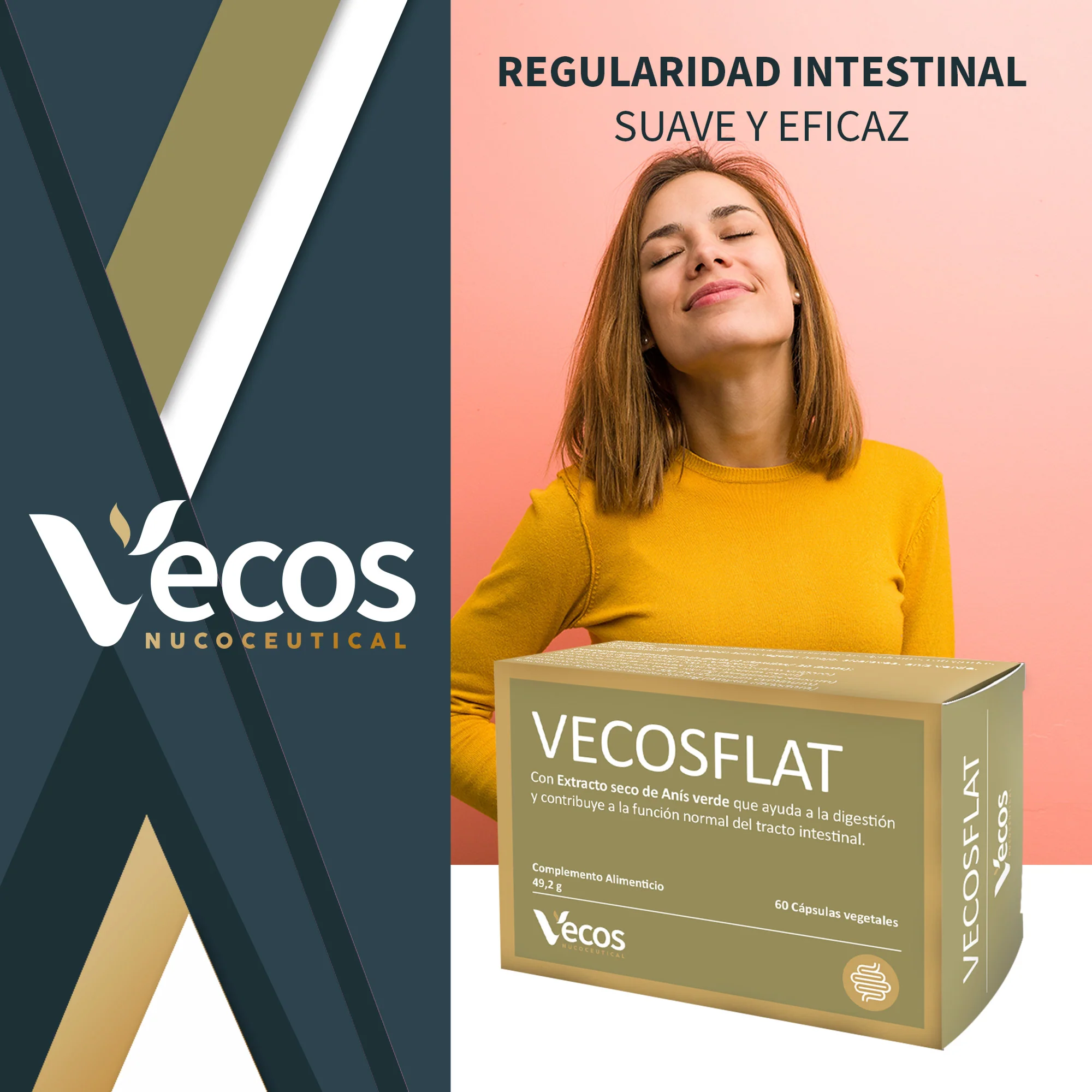 Vecosflat Vecos 60 Cápsulas | Digestión, Gases E Hinchazón | Carbón Activo Y Plantas Digestivas - Image 2