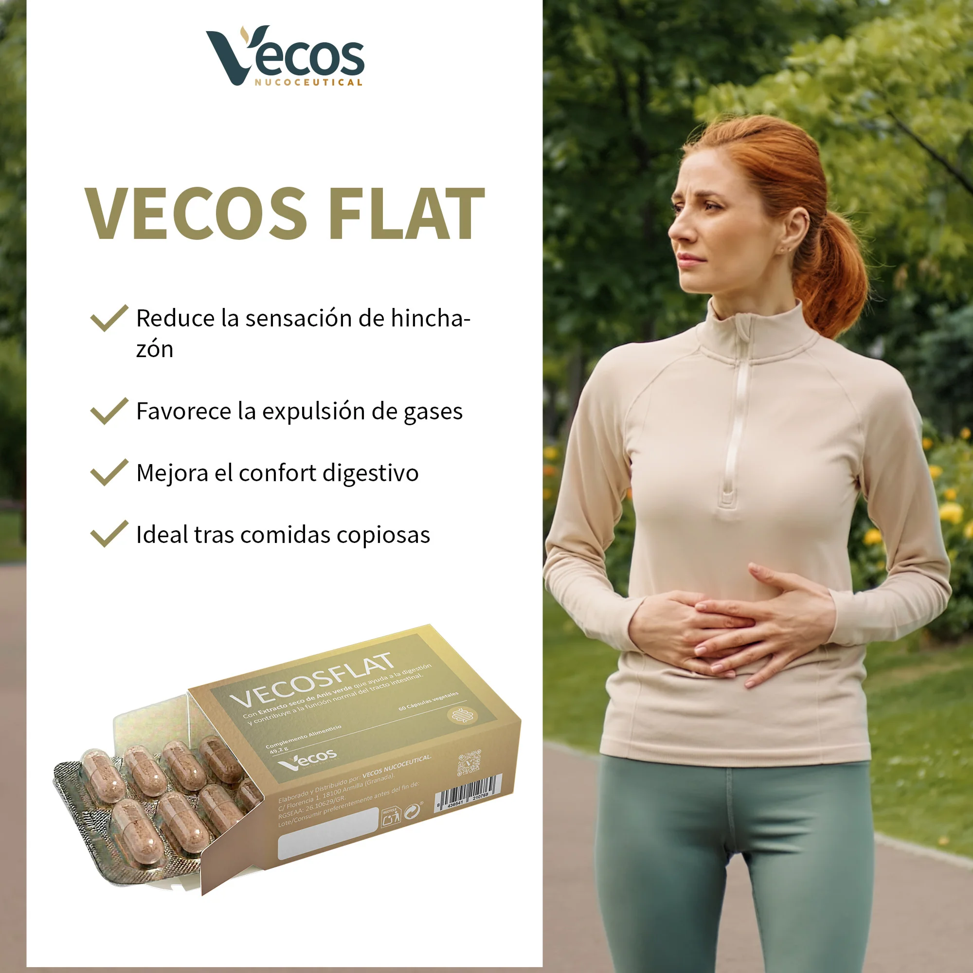 Vecosflat Vecos 60 Cápsulas | Digestión, Gases E Hinchazón | Carbón Activo Y Plantas Digestivas - Image 4