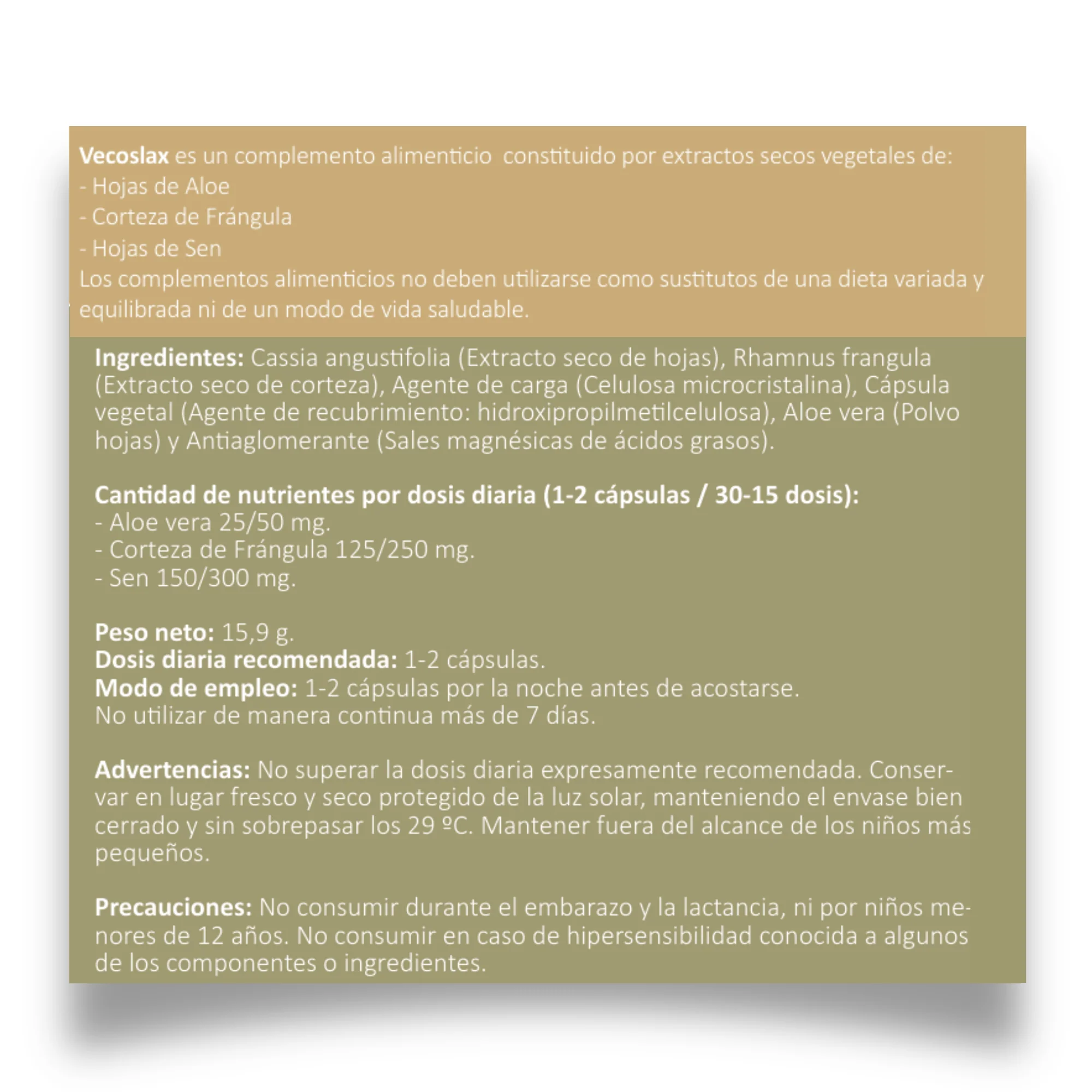 Vecoslax Vecos 30 Cápsulas | Regulación Del Tránsito Intestinal Y Alivio Del Estreñimiento Ocasional | Sen Y Frángula - Image 5