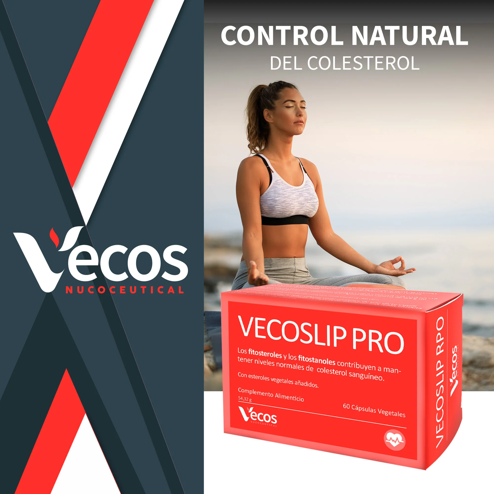 Vecoslip Pro 60 Cápsulas | Control Absoluto De Colesterol | Arroz Rojo, Fitoesteroles Y Coq10 - Image 2