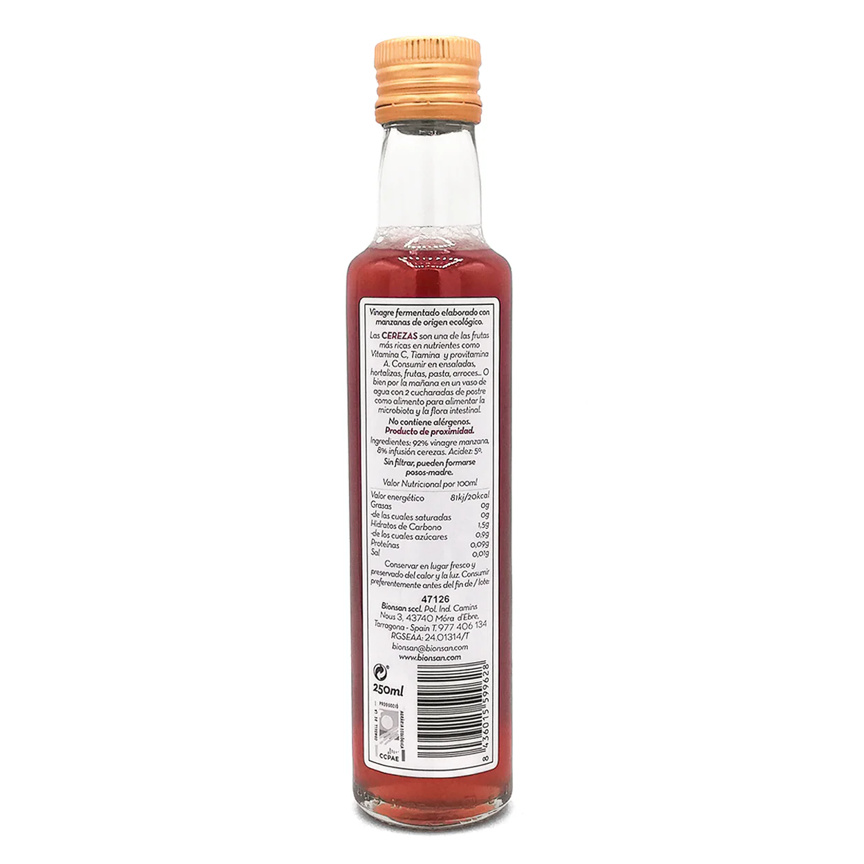 Vinagre De Manzana Con Cereza Eco Bionsan 250ml - Image 2