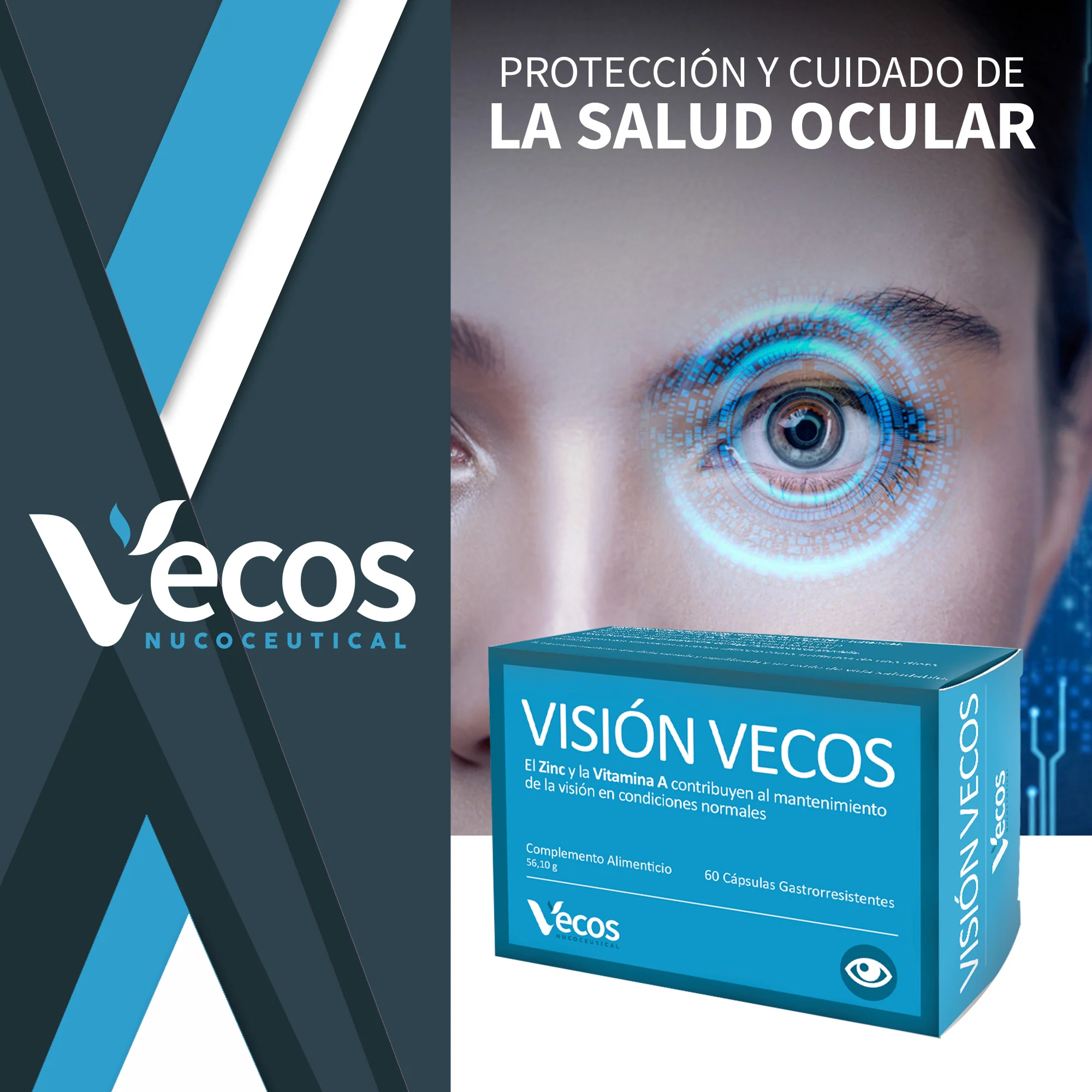 Visión Vecos 60 Cápsulas | Mantenimiento De La Visión Y Salud Ocular | Con Luteína, Dha Y Astaxantina - Image 2