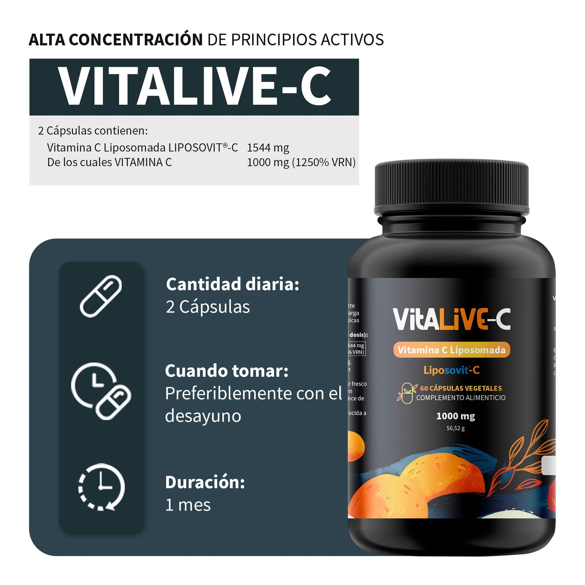 Vitalive-c Vecos 60 Cápsulas | Defensas Y Sistema Inmune | Vitamina C Liposomada 1000 Mg - Image 3