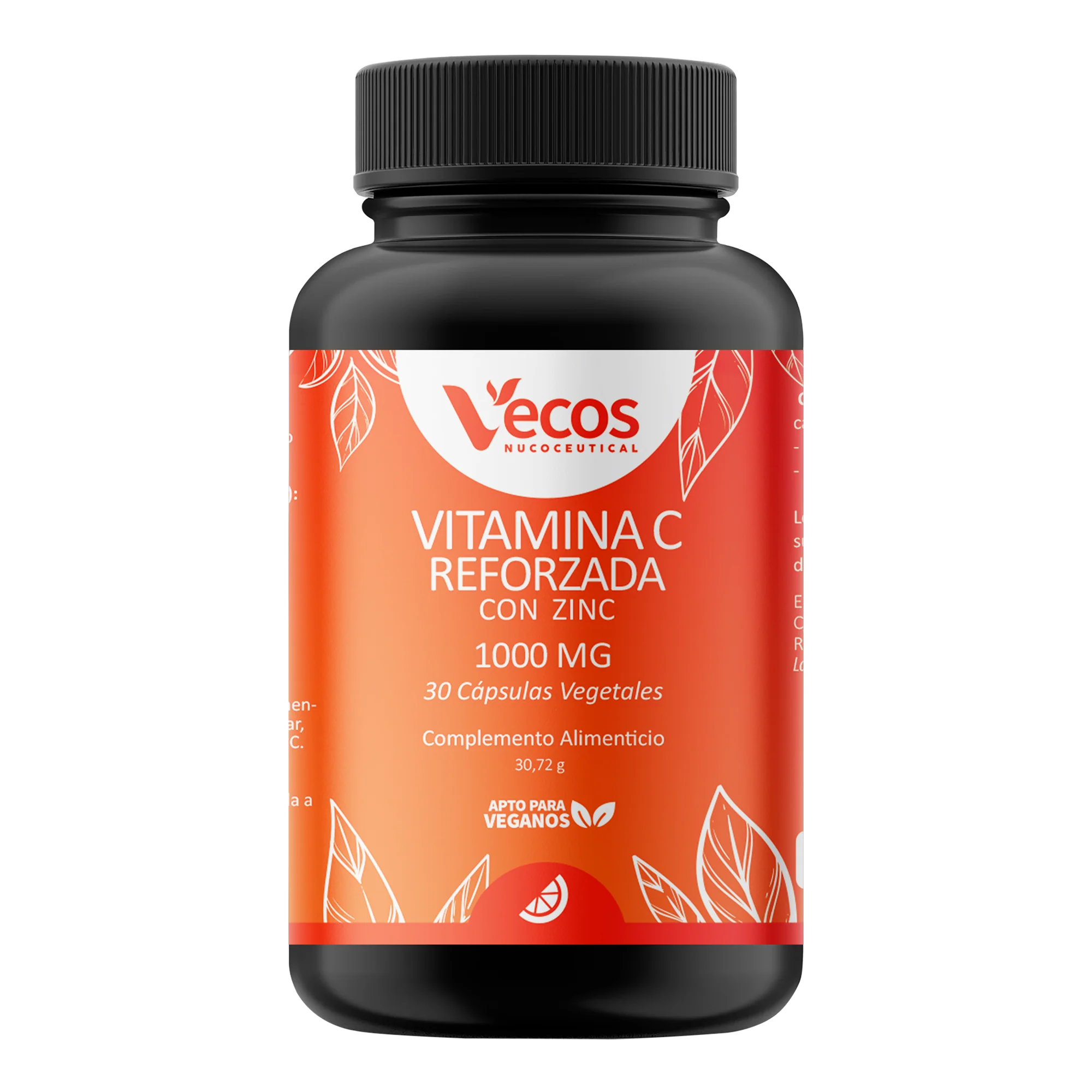 Vitamina C 1000 Mg Vecos 30 Cápsulas | Defensas Y Reducción De La Fatiga | Con Zinc