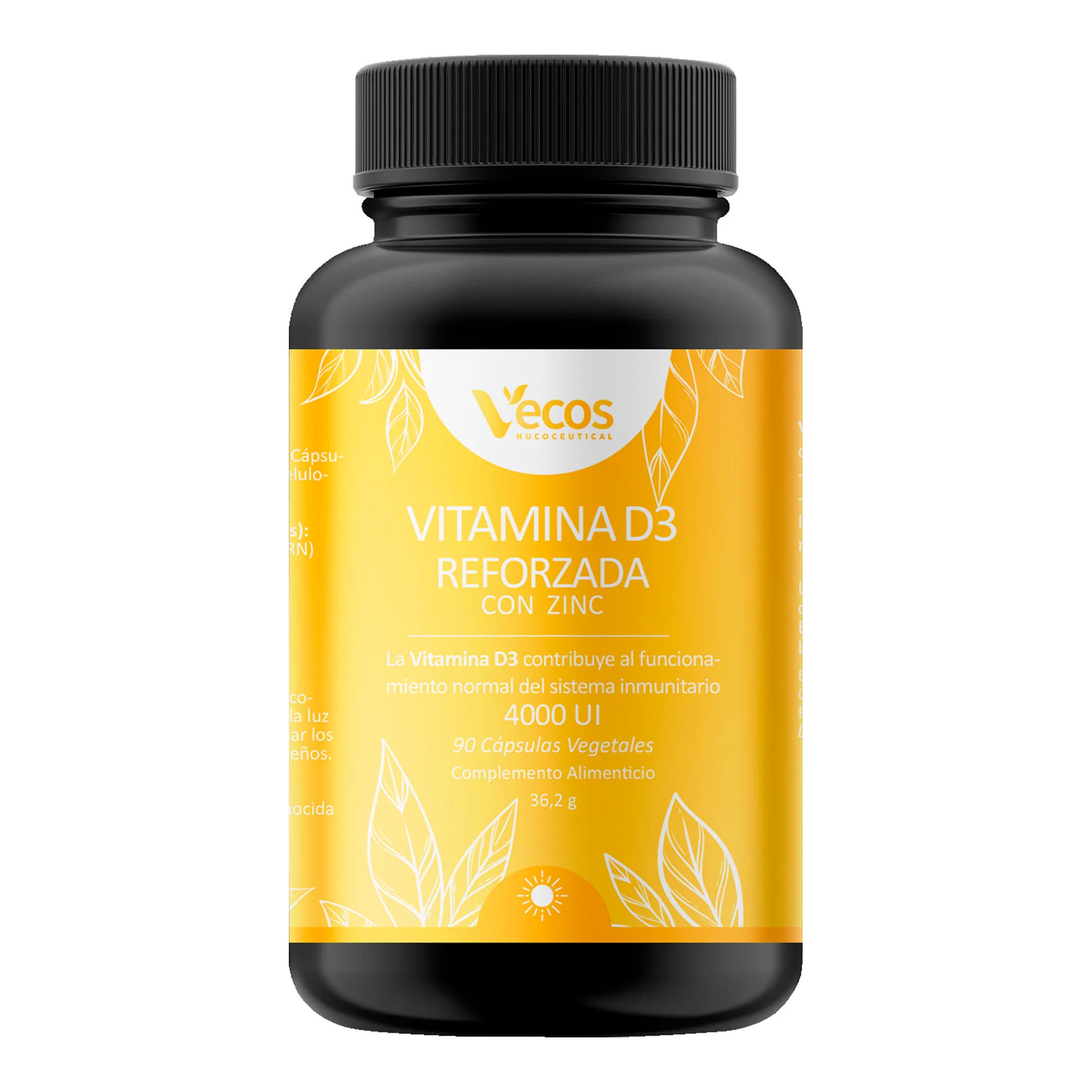Vitamina D3 4000 Ui Con Zinc Vecos 90 Cápsulas | Defensas Activas Y Refuerzo Del Sistema Inmune