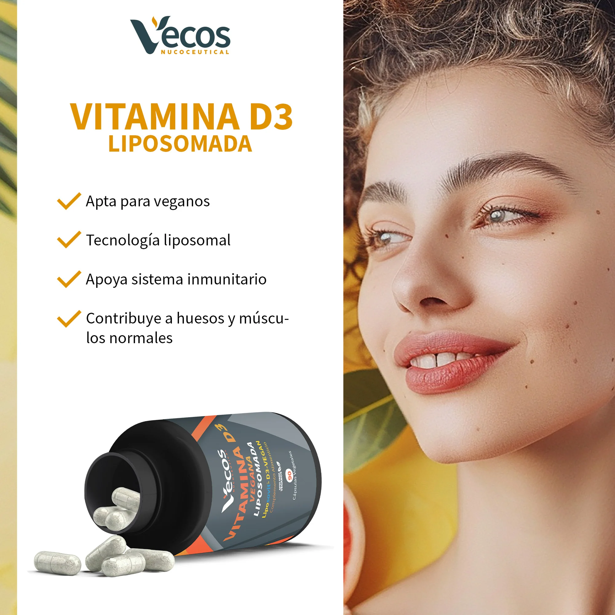 Vitamina D3 Vegana Liposovit® Vecos 90 Cápsulas | Salud Ósea E Inmune | 2000 Ui Por Cápsula - Image 4