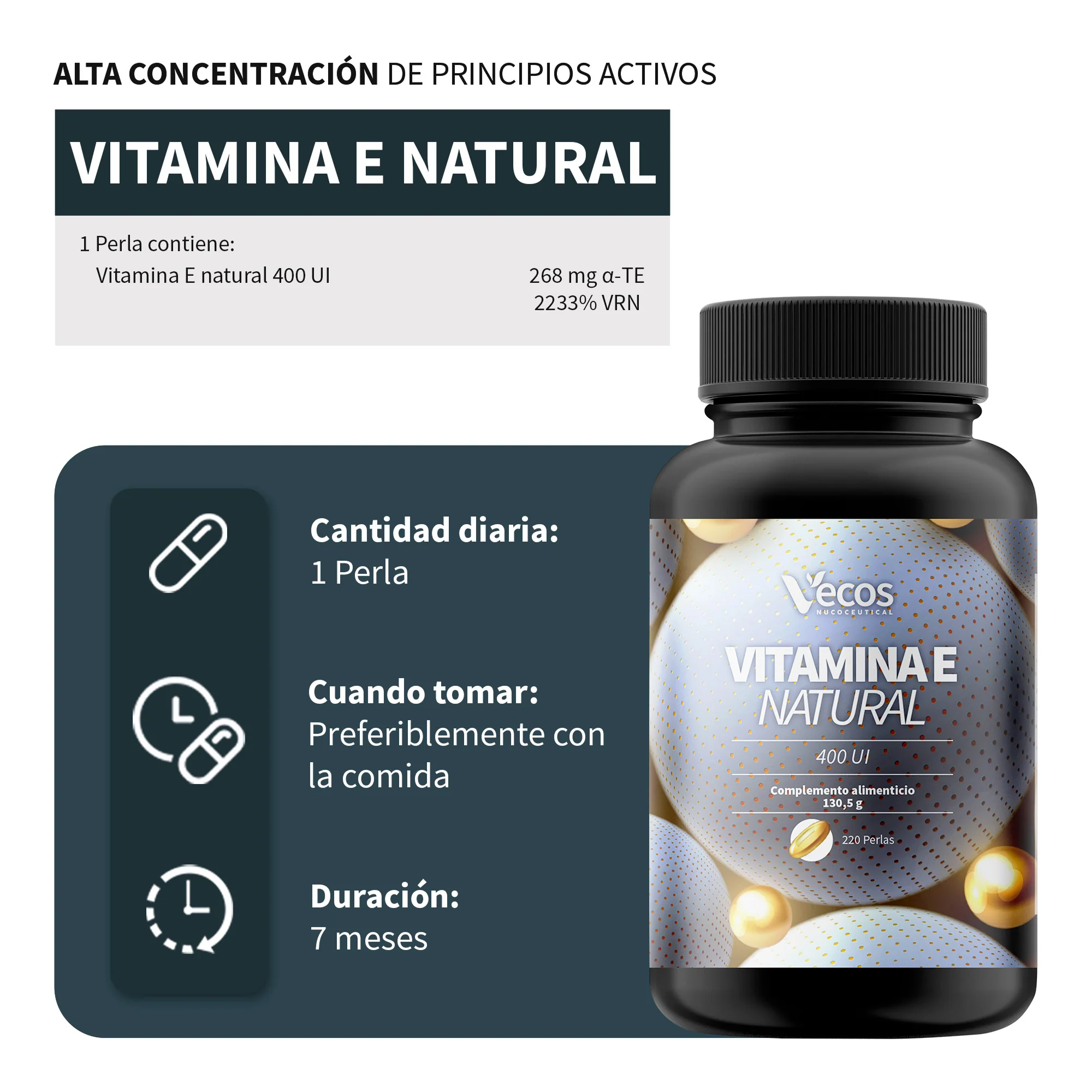 Vitamina E Natural 400 Ui Vecos | Protección Celular Y Antioxidante | D-alfa Tocoferol - Image 3