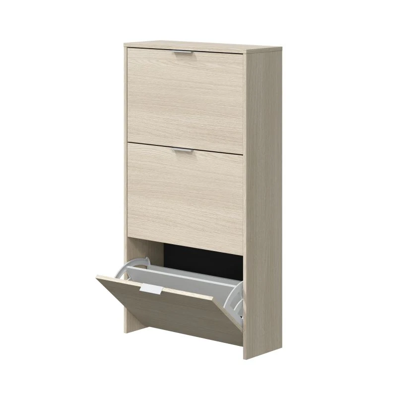 Zapatero Moderno De 3 Puertas Melamina, Roble, 60 X 113 X 22cm - Image 4