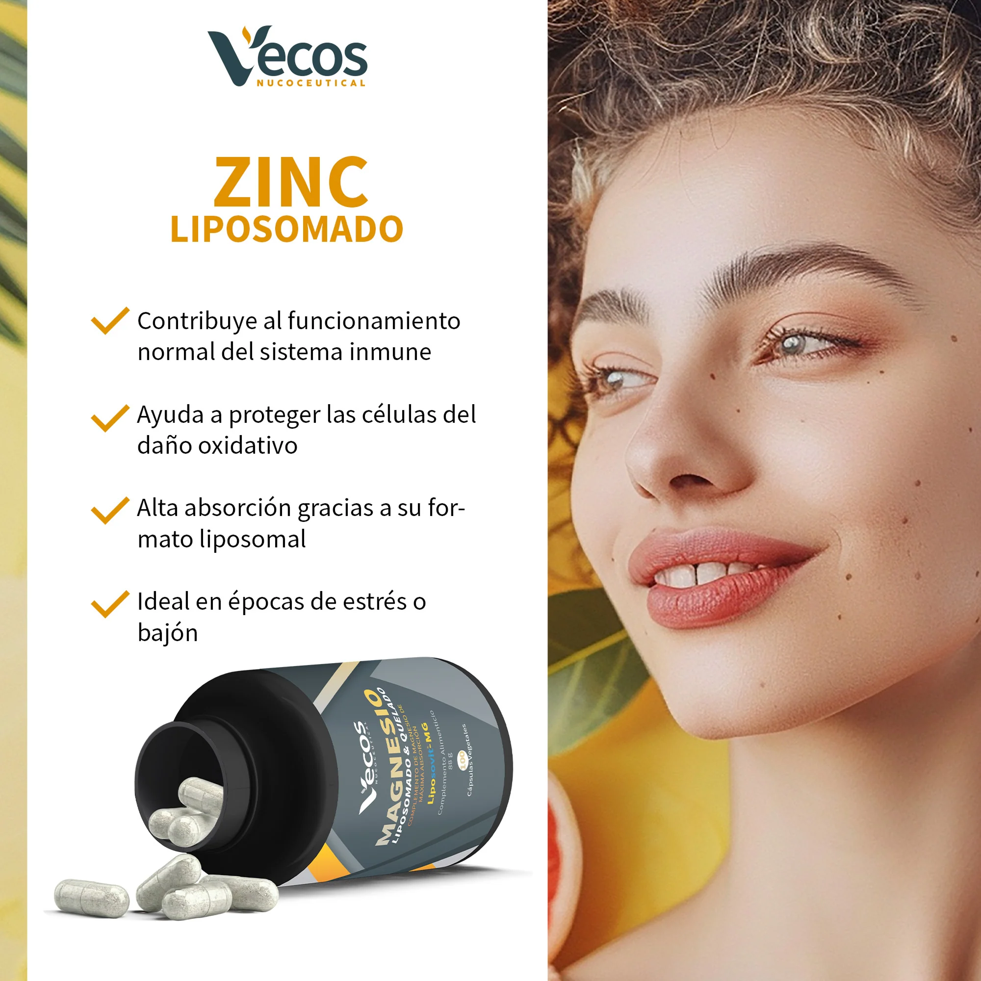 Zinc Liposomal Vecos 90 Cápsulas | Salud Inmunológica, Piel, Cabello Y Uñas - Image 4