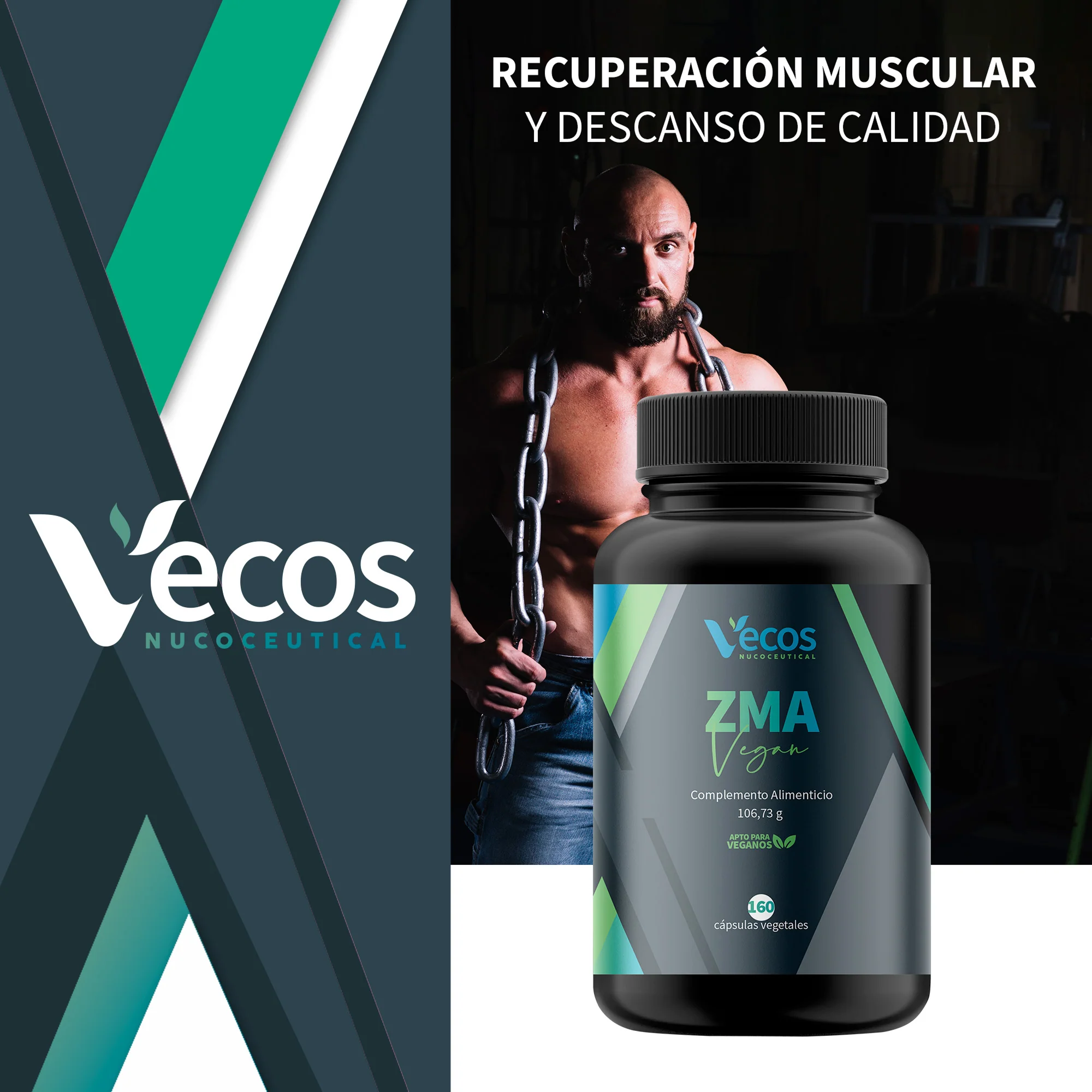 Zma Vecos 160 Cápsulas | Fuerza Muscular, Recuperación Y Energía | Magnesio, Zinc Y B6 - Image 2
